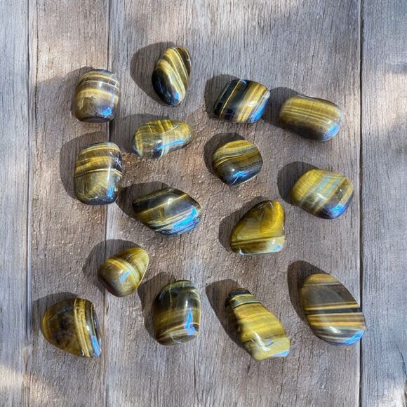 Lot Of 15 Beautiful Polished Tiger Eye Crystal Stones Reiki Healing Gemstones - Picture 1 of 5